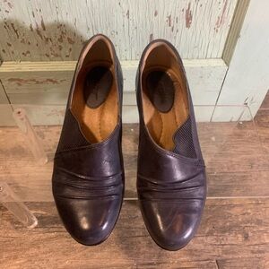 Kalso Earth Daytripper Slip On admiral blue Leather Heels Shoes Womens Sz 7